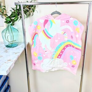 Girls Unicorn Hooded towel Pink Rainbow